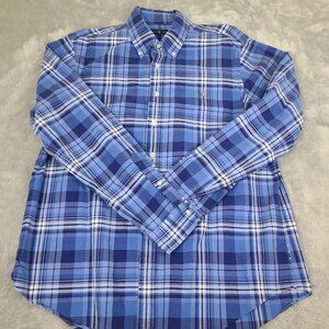 Polo Ralph Lauren Men’s Blue striped Oxford Long Sleeve‎ Button Up Shirt XL